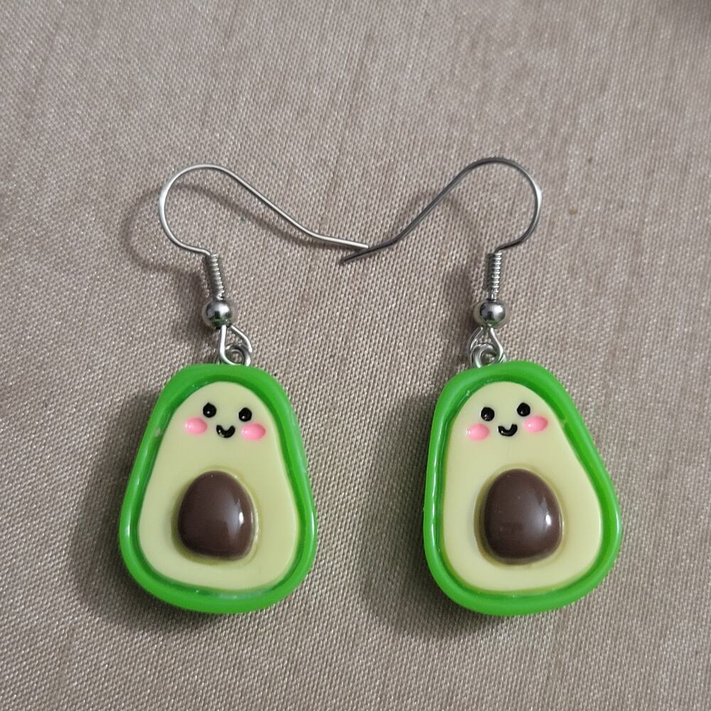 Adorable smiling avocado earrings